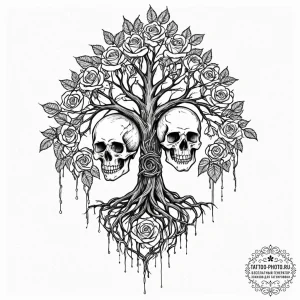 Tattoo sketch, quantum entangled roots, the d... - эскиз тату (№1752464886_0, 14.07.2025 03:48) — tattoo-photo.ru