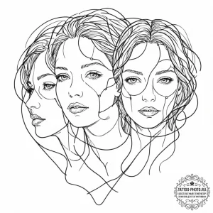 Tattoo sketch, abstract expressionist portrai... - эскиз тату (№1752464961_0, 14.07.2025 03:49) — tattoo-photo.ru
