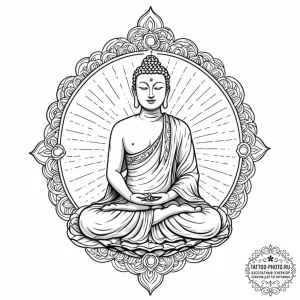 Tattoo sketch, jade buddha, digital aura, a s... - эскиз тату (№1752465036_0, 14.07.2025 03:50) — tattoo-photo.ru