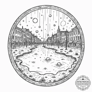 Tattoo sketch, portal in a puddle, a simple,... - эскиз тату (№1752465451_0, 14.07.2025 03:57) — tattoo-photo.ru