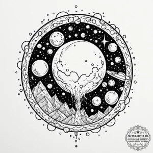 Tattoo sketch, bubblegum bubble bursting to r... - эскиз тату (№1752466208_0, 14.07.2025 04:10) — tattoo-photo.ru