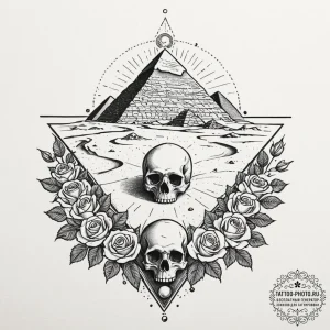 Tattoo sketch, pyramids of preserved data, an... - эскиз тату (№1752467298_0, 14.07.2025 04:28) — tattoo-photo.ru