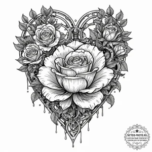 Tattoo sketch, mechanical heart, blooming lif... - эскиз тату (№1752467814_0, 14.07.2025 04:36) — tattoo-photo.ru
