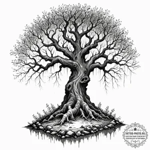 Tattoo sketch, twilight portal in a tree, an... - эскиз тату (№1752468719_0, 14.07.2025 04:51) — tattoo-photo.ru