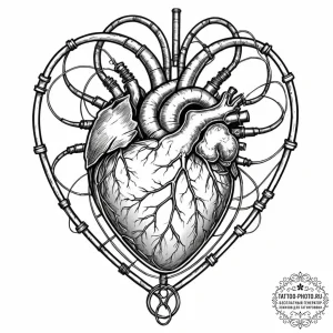 Tattoo sketch, fusion reactor heart, a styliz… — эскиз тату (№1752469308_0, 14.07.2025 05:01) — tattoo-photo.ru