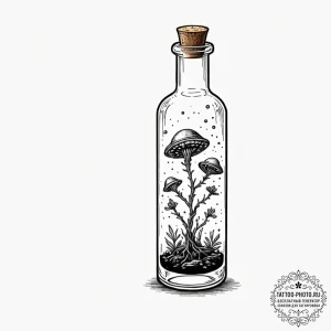 Tattoo sketch, xeno-botanist's vial, a clear... - эскиз тату (№1752469475_0, 14.07.2025 05:04) — tattoo-photo.ru