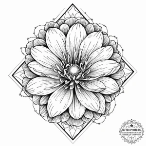 Tattoo sketch, xenochronistic bloom, a flower... - эскиз тату (№1752470050_0, 14.07.2025 05:14) — tattoo-photo.ru
