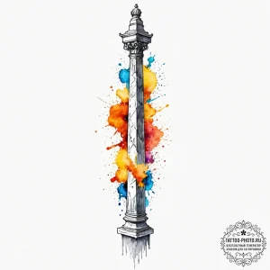 Tattoo sketch, philosophical pillar, quantum... - эскиз тату (№1752470302_0, 14.07.2025 05:18) — tattoo-photo.ru
