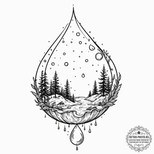 Tattoo sketch, micro-universe in a dewdrop, a... - эскиз тату (№1752470724_0, 14.07.2025 05:25) — tattoo-photo.ru