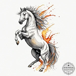 Tattoo sketch, kicking horse, wild data, a po... - эскиз тату (№1752471309_0, 14.07.2025 05:35) — tattoo-photo.ru