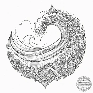 Tattoo sketch, whispering waves of emotion, a... - эскиз тату (№1752471812_0, 14.07.2025 05:43) — tattoo-photo.ru