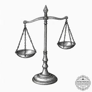 Tattoo sketch, weighted scales of justice (da... - эскиз тату (№1752473994_0, 14.07.2025 06:19) — tattoo-photo.ru
