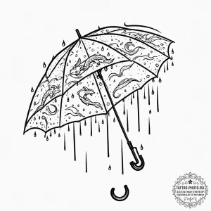 Tattoo sketch, umbrella of digital rain, an o... - эскиз тату (№1752475005_0, 14.07.2025 06:36) — tattoo-photo.ru