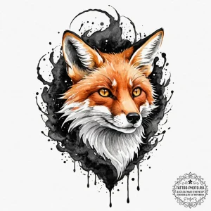 Tattoo sketch, fear eater fox, a cunning fox,... - эскиз тату (№1752475255_0, 14.07.2025 06:40) — tattoo-photo.ru