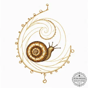 Tattoo sketch, golden ratio snail, a tiny sna... - эскиз тату (№1752475506_0, 14.07.2025 06:45) — tattoo-photo.ru