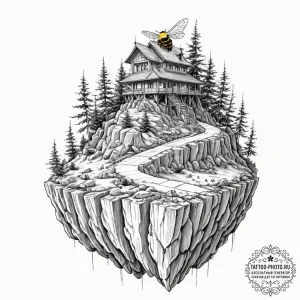 Tattoo sketch, biomimetic architecture: a bui... - эскиз тату (№1752475845_0, 14.07.2025 06:50) — tattoo-photo.ru