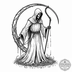 Tattoo sketch, reaper of data souls, a styliz... - эскиз тату (№1752476095_0, 14.07.2025 06:54) — tattoo-photo.ru