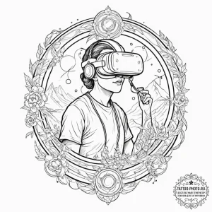 Tattoo sketch, blueprint of a virtual reality... - эскиз тату (№1752476180_0, 14.07.2025 06:56) — tattoo-photo.ru