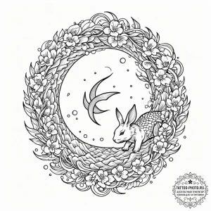 Tattoo sketch, quantum rabbit hole entrance,... - эскиз тату (№1752476266_0, 14.07.2025 06:57) — tattoo-photo.ru
