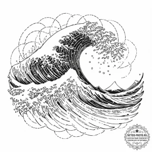 Tattoo sketch, tidal wave of transformation (... - эскиз тату (№1752476351_0, 14.07.2025 06:59) — tattoo-photo.ru