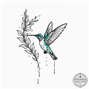 Tattoo sketch, holographic hummingbird, a del... - эскиз тату (№1752476858_0, 14.07.2025 07:07) — tattoo-photo.ru