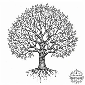 Tattoo sketch, silver tree of sentience, a ma... - эскиз тату (№1752478131_0, 14.07.2025 07:28) — tattoo-photo.ru