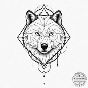 Tattoo sketch, geometric animal spirit, a pow... - эскиз тату (№1752478632_0, 14.07.2025 07:37) — tattoo-photo.ru