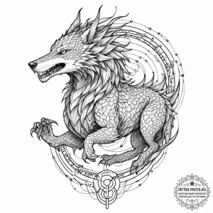 Tattoo sketch, guardian of the data stream, a... - эскиз тату (№1752478717_0, 14.07.2025 07:38) — tattoo-photo.ru