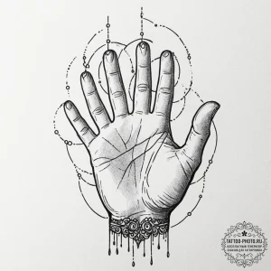 Tattoo sketch, hand of destiny, rewriting cod... - эскиз тату (№1752478800_0, 14.07.2025 07:40) — tattoo-photo.ru