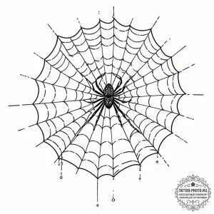 Tattoo sketch, orb weaver's digital web, a de... - эскиз тату (№1752479136_0, 14.07.2025 07:45) — tattoo-photo.ru