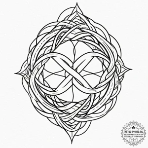 Tattoo sketch, knot of intertwined destinies,... - эскиз тату (№1752479553_0, 14.07.2025 07:52) — tattoo-photo.ru