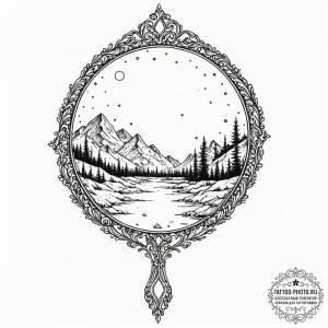 Tattoo sketch, mirror of alternate lives, an... - эскиз тату (№1752480975_0, 14.07.2025 08:16) — tattoo-photo.ru
