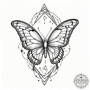 Tattoo sketch, quantum butterfly effect, a de... - эскиз тату (№1752481061_0, 14.07.2025 08:17) — tattoo-photo.ru