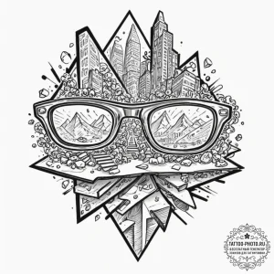 Tattoo sketch, filtered reality glasses, a pa... - эскиз тату (№1752481896_0, 14.07.2025 08:31) — tattoo-photo.ru