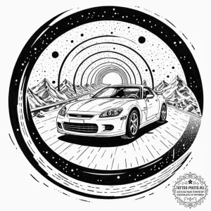 Tattoo sketch, hyperspace highway driver, a l... - эскиз тату (№1752482570_0, 14.07.2025 08:42) — tattoo-photo.ru