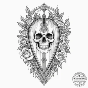 Tattoo sketch, zither's echo, memory strings,... - эскиз тату (№1752482654_0, 14.07.2025 08:44) — tattoo-photo.ru