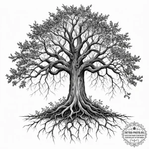 Tattoo sketch, networked roots of life, the i... - эскиз тату (№1752483235_0, 14.07.2025 08:53) — tattoo-photo.ru