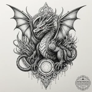 Tattoo sketch, xylography of cybernetic beast... - эскиз тату (№1752483813_0, 14.07.2025 09:03) — tattoo-photo.ru