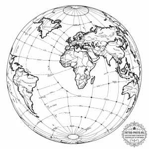 Tattoo sketch, universal algorithm globe, a s... - эскиз тату (№1752484232_0, 14.07.2025 09:10) — tattoo-photo.ru