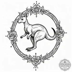 Tattoo sketch, kangaroo of quantum leaps, a p... - эскиз тату (№1752484400_0, 14.07.2025 09:13) — tattoo-photo.ru