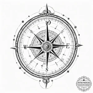 Tattoo sketch, storyteller's compass, narrati... - эскиз тату (№1752485492_0, 14.07.2025 09:31) — tattoo-photo.ru
