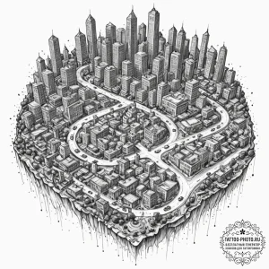 Tattoo sketch, nutrient cycle of the city, an... - эскиз тату (№1752485576_0, 14.07.2025 09:32) — tattoo-photo.ru