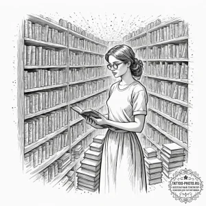 Tattoo sketch, keeper of the digital library,... - эскиз тату (№1752486165_0, 14.07.2025 09:42) — tattoo-photo.ru