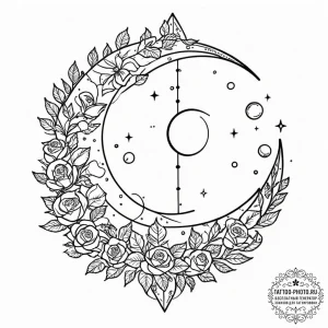 Tattoo sketch, cosmic gardener: a figure tend... - эскиз тату (№1752486248_0, 14.07.2025 09:44) — tattoo-photo.ru
