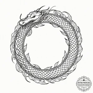 Tattoo sketch, ouroboros of infinite data, an... - эскиз тату (№1752486333_0, 14.07.2025 09:45) — tattoo-photo.ru