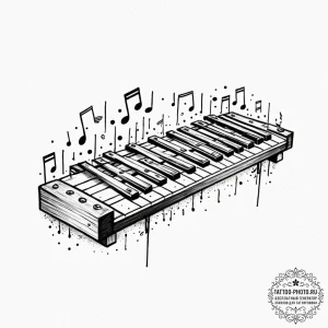 Tattoo sketch, xylophone bridge, harmonic dat... - эскиз тату (№1752486501_0, 14.07.2025 09:48) — tattoo-photo.ru