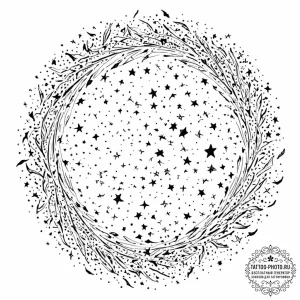 Tattoo sketch, synchronized swarm of stars, a... - эскиз тату (№1752487171_0, 14.07.2025 09:59) — tattoo-photo.ru