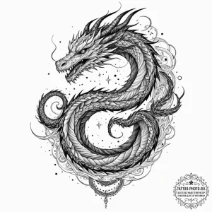 Tattoo sketch, lucid dragon dreamer, a powerf... - эскиз тату (№1752487423_0, 14.07.2025 10:03) — tattoo-photo.ru