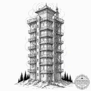 Tattoo sketch, ivory tower of ignorance (digi... - эскиз тату (№1752487672_0, 14.07.2025 10:07) — tattoo-photo.ru