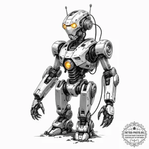 Tattoo sketch, wounded robot, healing energy,... - эскиз тату (№1752487756_0, 14.07.2025 10:09) — tattoo-photo.ru